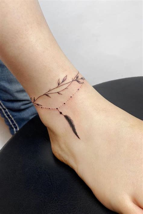 Feather anklet tattoo